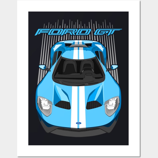 Ford GT-riviera blue and white Wall Art by V8social